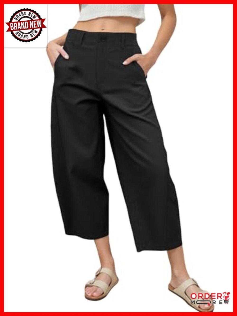 Barrel Leg Pants High Waisted Wide Leg Harem Pants with Pockets